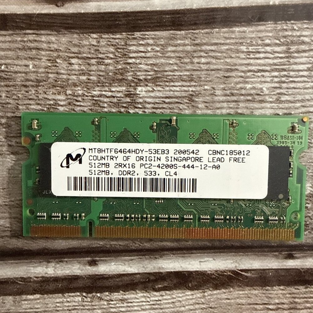 Micron 512MB DDR2-533 RAM 2Rx16 PC2-4200S-444-12 SODIMM